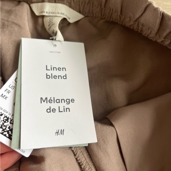 H&M Women’s Wide-Leg Linen Blend Pants Tan SZ S NWT - Picture 4 of 7
